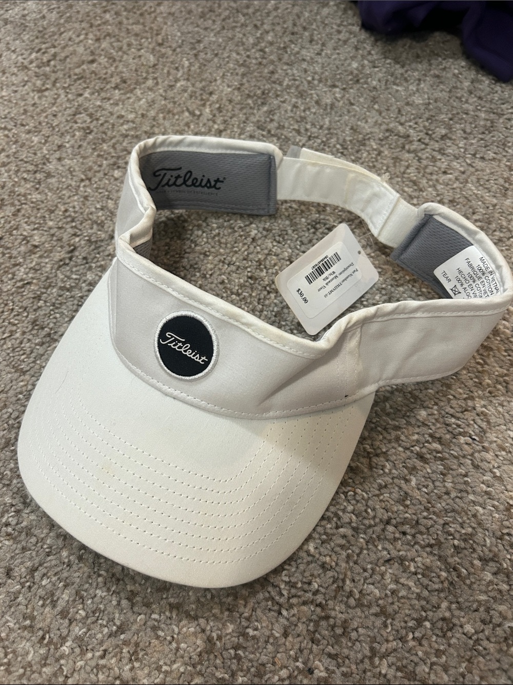 Titleist White Golf Visor with Black Logo Patch